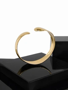 CHICVUE 1pc European And American Fashion Gold-Plated Face Shaped Bangle, Suitable For Women's Daily Wear - Yellow Gold - View 4