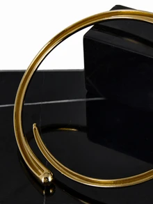 CHICVUE 1 st geometrisk gyllene metallchoker, minimalistisk europeisk och amerikansk stil, personligt överdriven ihålig fjäderhalsband - krage - Visa 5