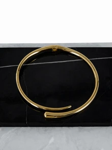 CHICVUE 1 st geometrisk gyllene metallchoker, minimalistisk europeisk och amerikansk stil, personligt överdriven ihålig fjäderhalsband - krage - Visa 4