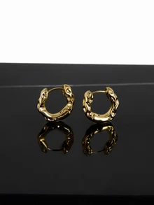 CHICVUE 5 Đôi Kim Loại Thời Trang Phong Cách Pháp & Phương Tây Tối Giản Hợp Kim Khuyên Tai Vòng Bộ Bông Tai Nữ - Vàng - Xem 3