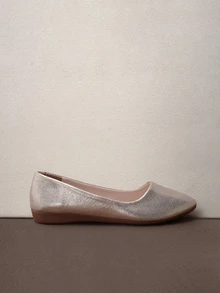 Hatastic Giày bệt nữ màu vàng ánh kim đa năng mùa Thu/Đông, chất liệu thoáng khí, thích hợp đi làm, dạo phố, dự tiệc âm nhạc. - Vàng - Xem 4