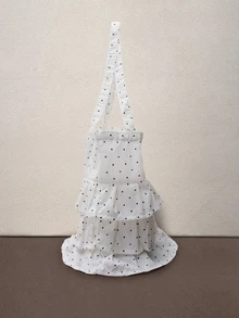 Hatastic Túi đeo vai vải bố xếp ly phong cách Mori mới mùa hè 2024, phiên bản Hàn Quốc dành cho sinh viên văn học & nghệ thuật, túi vải bố dành cho cô gái dịu dàng, túi màu kem chủ đề lễ hội âm nhạc. - trắng - Xem 5