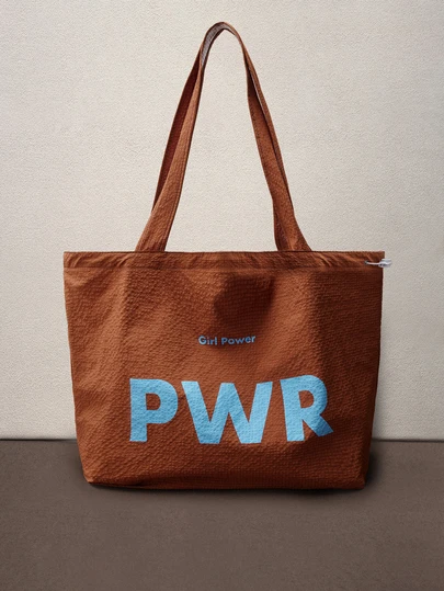 Hatastic Drawstring New 2025 Large Capacity One Shoulder Canvas Bag, Japanese Letter Print Nylon Tote Handbag For Commuting Music Fest