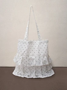Hatastic Túi đeo vai vải bố xếp ly phong cách Mori mới mùa hè 2024, phiên bản Hàn Quốc dành cho sinh viên văn học & nghệ thuật, túi vải bố dành cho cô gái dịu dàng, túi màu kem chủ đề lễ hội âm nhạc. - trắng - Xem 1