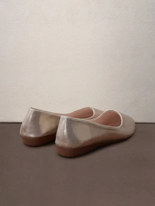 Hatastic Giày bệt nữ màu vàng ánh kim đa năng mùa Thu/Đông, chất liệu thoáng khí, thích hợp đi làm, dạo phố, dự tiệc âm nhạc. - Vàng - Xem 3