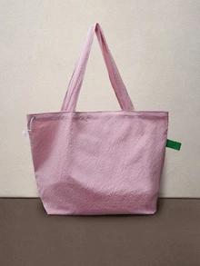 Hatastic Túi đeo vai một bên cỡ lớn, dây rút, mẫu mới 2025, chất liệu vải canvas, in chữ Nhật, túi xách tay bằng nylon, túi công sở, túi dự tiệc âm nhạc. - Hồng - Xem 5