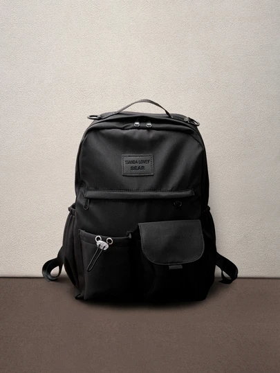 Hatastic 1 pieza Mochila casual de gran capacidad con colgante de oso, adecuada para uso diario de niñas, escuela y salidas. Mochila escolar de gran capacidad para adolescentes, mujeres estudiantes universitarias, escuela secundaria y preparatoria. Vuelta a clases, mochila escolar, gran capacidad, portátil, compartimento para laptop, para adolescentes, mujeres estudiantes universitarias, niños y hombres, festival de música universitario.