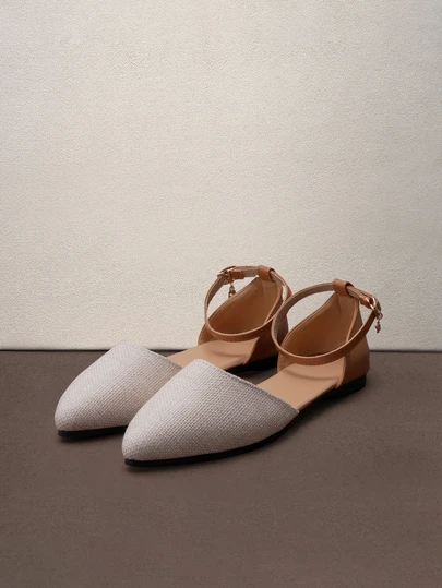 Hatastic Plus Size Women's Fashion Spring/Autumn New Style One-Buckle Closed-Toe Flat Sandals, Pointed-Toe, Versatile Bohemia Style, Backless Music Fest