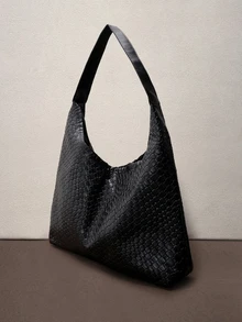 Hatastic 1 件装女士时尚新月形编织单肩包，带内置零钱包，适合音乐节 - 黑色 - 查看 5