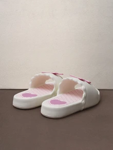 Hatastic 2025 Spring/Summer New Women's Slippers, Pink Bowknot Plastic Sandals, Flat Home Slides For Summer Music Fest - White - View 4