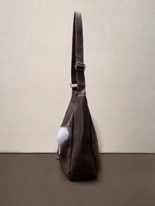 Hatastic 1件装女士时尚单肩包，简约斜挎包，棕色PU材质单肩包，大容量，可调节肩带，适合日常、聚会、通勤、音乐节等场合。 - 彩色 - 查看 4