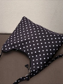 Hatastic 女士单肩包，时尚波点新月形布包，波点音乐节 - 黑色 - 查看 3