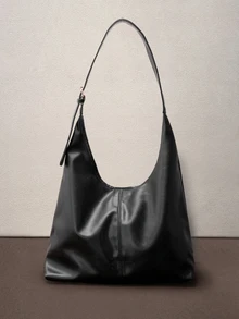 Hatastic 2026 New Fashion Solid Color Commuter Tote Bag, Minimalist Niche Design Underarm Bag, Stylish Large Capacity Shoulder Bag Music Fest Back To School - Black - View 1