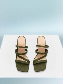 Rollcall 春夏新款百搭方头罗马凉鞋，粗跟系带经典高跟凉鞋 - 彩色 - 查看 2