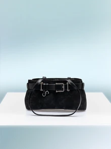 Rollcall PU皮革复古单肩腋下包，适合日常外出、约会和通勤。 - 黑色 - 查看 3