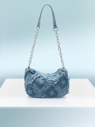 Rollcall Decorative Buckle Detail, Stitching, Chain Strap Shoulder Bag, Women's Decorative Buckle Shoulder Bag, Street Fashion Hobo Bag, Small & Medium Crossbody Bag And Wallet Set, Suitable For Shopping, Dating, As A Gift For Ladies, Suitable For Teenagers, College Students, Work, Business, Commuting