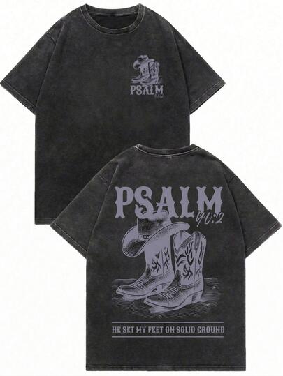 Áo thun ngắn tay cổ tròn in hình mũ và ủng cao bồi miền Tây cổ điển, phong cách thường ngày, đa năng, dành cho nữ, thích hợp cho mùa hè.