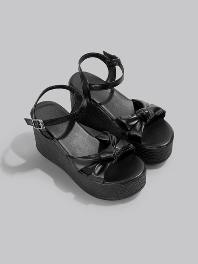 DareSee Women's Fashionable Dark-Colored Sandals With Wedge Heels And Multiple Straps,Spring Summer Outfits