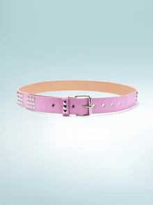 Punk Style European And American Fuchsia Rivet Waist Belt Buckle Hip Hop Accessory Summer, School Fall, Autumn, Halloween - Pink - View 2
