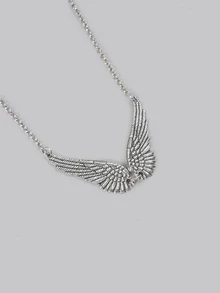 DareSee Vintage Angel Wings Feather Pendant Necklace, Large Charm, Elegant Chain, Personalized Necklace, , Wedding Gift Halloween - 7 - View 3