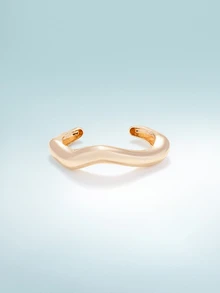 Rollcall 18K Gold Plated Chunky Bangle, Abstract Water Drop Snake Design, Minimalist & Fashionable, Suitable For Party And Daily Wear - Gold - View 2