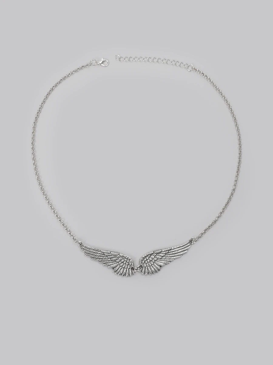DareSee Vintage Angel Wings Feather Pendant Necklace, Large Charm, Elegant Chain, Personalized Necklace, , Wedding Gift Halloween - 7 - View 1