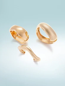 Rollcall 18K Gold Plated Chunky Bangle, Abstract Water Drop Snake Design, Minimalist & Fashionable, Suitable For Party And Daily Wear - Gold - View 4