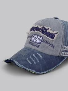 DareSee 1pc Unisex Retro Distressed Vintage Washed Ripped Casual Baseball Cap, Suitable For Everyday Wear Halloween - Gray Blue a - View 4