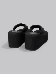 DareSee Của phụ nữ Đen Dép Trượt vào Với TPR Đế , Không trượt , Bền chặt , Thời gian rảnh rỗi , bờ biển , Mùa hè , Với Chất vải Dây đai Và Nêm Giày cao gót - màu đen - Xem 4