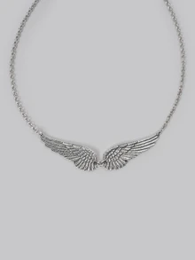 DareSee Vintage Angel Wings Feather Pendant Necklace, Large Charm, Elegant Chain, Personalized Necklace, , Wedding Gift Halloween - 7 - View 2