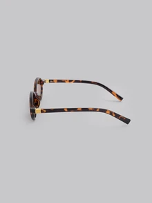 1 par de gafas de moda con montura ovalada pequeña y retro, unisex, de estilo elegante y casual para uso diario, accesorio de playa para mujeres - Marrón - Ver 4