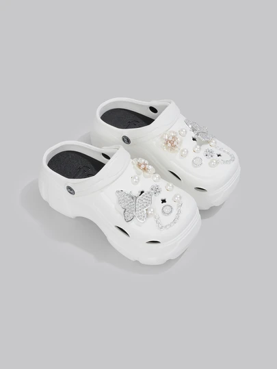 DareSee Zuecos de suela gruesa con agujeros, modelo 2025 Primavera Nueva, sandalias de mujer de moda de fiesta, con dibujos lindos de dibujos animados en EVA, para usar en la playa y exteriores, apropiadas para todas las estaciones