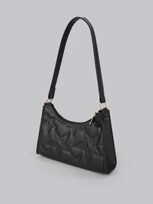 DareSee Bolsa De Ombro Pentagrama De Luxo Leve Simples De Cor Sólida - Preto - Visão 3