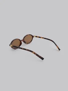 1 par de gafas de moda con montura ovalada pequeña y retro, unisex, de estilo elegante y casual para uso diario, accesorio de playa para mujeres - Marrón - Ver 5
