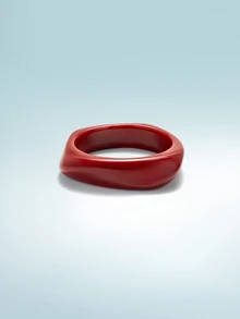 Rollcall 3pcs Red Acrylic Bangle Set, Elegant Minimalist Dye Bracelet Combination, Can Be Worn Alone Or Stacked, Suitable For Daily Wear And Vacation - Hong Kong Style Red - View 5