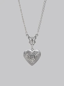 1pc Gothic Bat Necklace, Niche Dark Design Necklace Suitable For Women's Daily Wear, Chain Length: 40cm - Silver - View 3