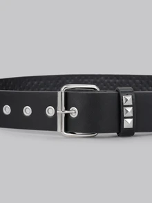 DareSee 1pc Unisex Solid Color Punk Rock Rivet Sequin Crystal Decor Belt, Suitable For Teenagers, Casual, Outdoor, Sports, Vacation, Travel, Graduation Ceremony, Birthday, Daily Wear Back To School - Black - View 5