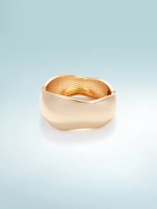 Rollcall 18K Gold Plated Chunky Bangle, Abstract Water Drop Snake Design, Minimalist & Fashionable, Suitable For Party And Daily Wear - Gold - View 3