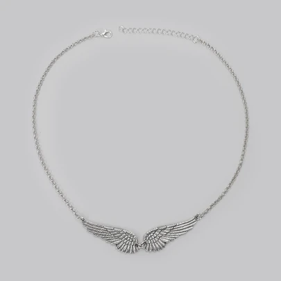 DareSee Vintage Angel Wings Feather Pendant Necklace, Large Charm, Elegant Chain, Personalized Necklace, Women's Bib Style Necklace, Wedding Gift