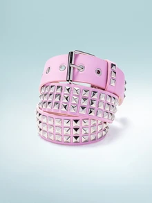 Punk Style European And American Fuchsia Rivet Waist Belt Buckle Hip Hop Accessory Summer, School Fall, Autumn, Halloween - Pink - View 1