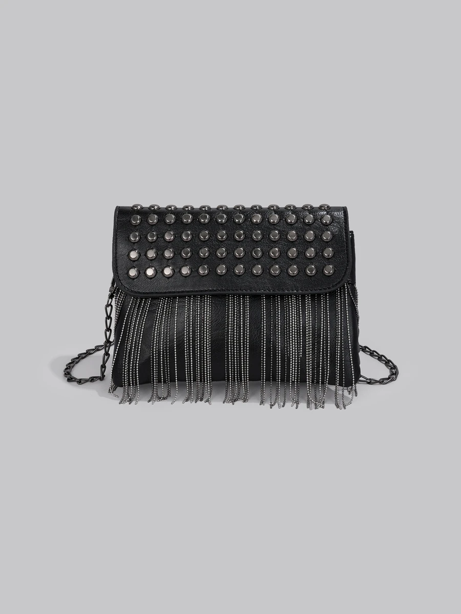 DareSee Citrus Fringe Design Fashion Shoulder Crossbody Bag - Black - View 1
