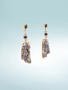 New Luxury Geometric Asymmetrical Design Earrings, Unique Exaggerated Long Earrings For Women - Multicolor - View 4