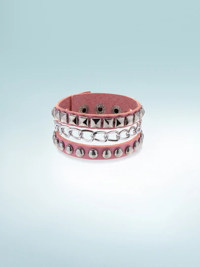 Rollcall Fashionable Rivet Pink Y2K Bracelet, Suitable For Women's Daily, Party, Performance Wear, Couples Bracelet, Christmas, Valentine's Day, Carnival Costume Accessories