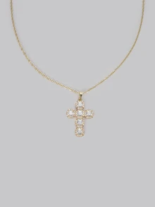 DareSee 1pc New Luxury Delicate Size 10 Full Rhinestone Sparkling 14K Gold Waterproof Fashionable Versatile Women's Necklace Halloween - Necklace - View 5
