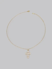 DareSee 1pc New Luxury Delicate Size 10 Full Rhinestone Sparkling 14K Gold Waterproof Fashionable Versatile Women's Necklace Halloween - Necklace - View 2