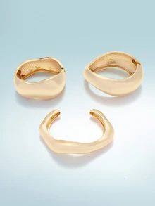 Rollcall 18K Gold Plated Chunky Bangle, Abstract Water Drop Snake Design, Minimalist & Fashionable, Suitable For Party And Daily Wear - Gold - View 1