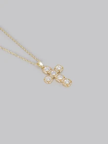 DareSee 1pc New Luxury Delicate Size 10 Full Rhinestone Sparkling 14K Gold Waterproof Fashionable Versatile Women's Necklace Halloween - Necklace - View 3