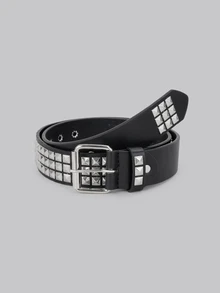 DareSee 1pc Unisex Solid Color Punk Rock Rivet Sequin Crystal Decor Belt, Suitable For Teenagers, Casual, Outdoor, Sports, Vacation, Travel, Graduation Ceremony, Birthday, Daily Wear Back To School - Black - View 4