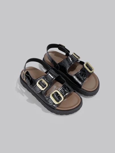 DareSee Giày Sandal Retro Mùa Hè Mới Quai Khóa Đôi Đế Phẳng Quai Hở Ngón Đế Dày Chống Trượt Thoải Mái Cho Nữ
