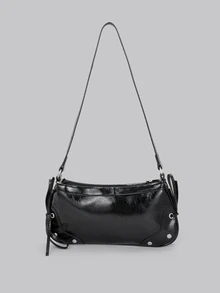 DareSee 1pc Vintage Bow Decor Crossbody/Underarm Baguette Bag, Suitable For Dates, Outings, Parties And More Back To School - Black - View 1